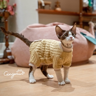 GINGERAIN 夹棉保暖卫衣实用德文猫衣服无毛猫包肚四腿外出服