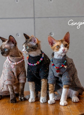 GINGERAIN 羊毛+棉卫衣实用德文猫衣服无毛猫简约保暖卫衣