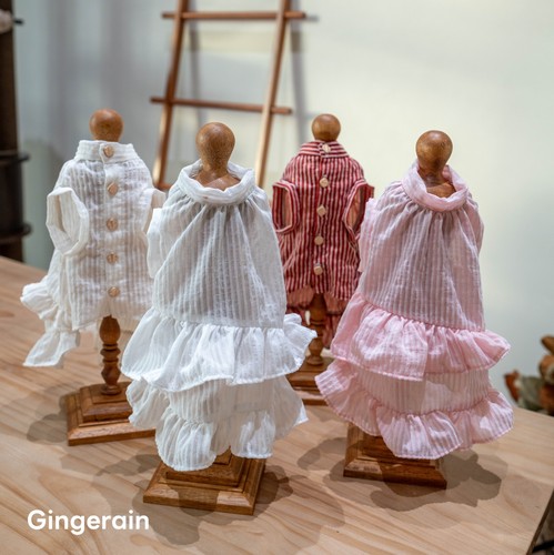 GINGERAIN 法式荷叶衬衫裙德文猫衣服无毛猫飘逸初恋感背心裙