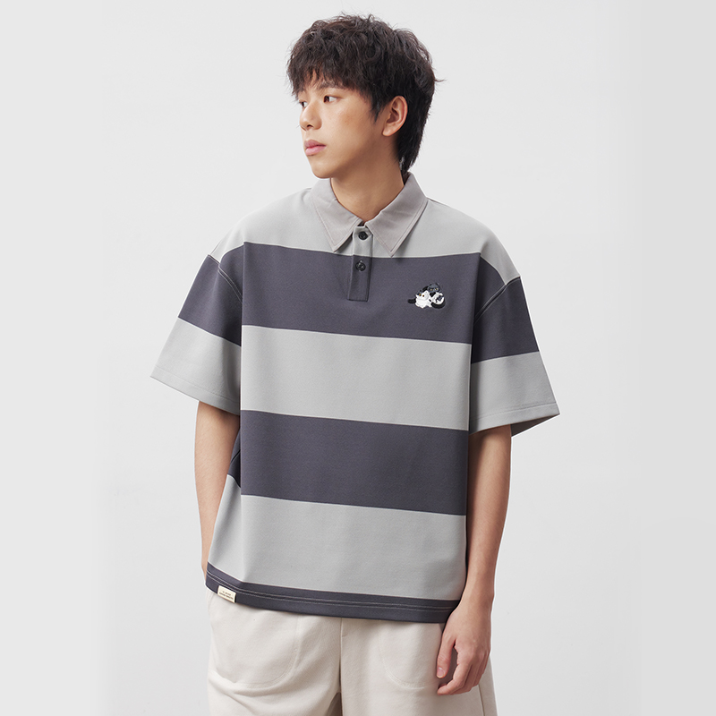 UHUZZ25SS猫咪共和条纹短袖POLO