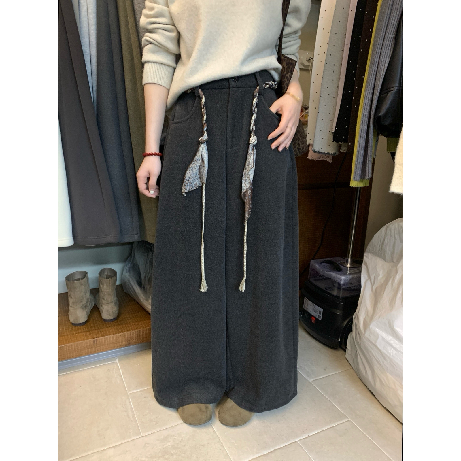 想象SAILORMOON -韩系彩带腰绳加厚爆款休闲裤(配腰绳)70735