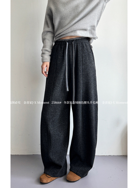 J.X Moment金喜家-冬上新加绒加厚弯刀裤韩系休闲裤25866