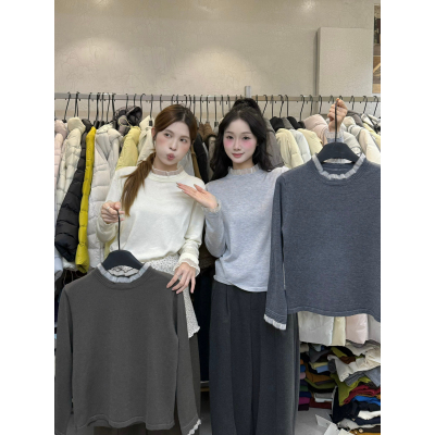 VI+（唯一家）-花边领拼接打底针织衫30229
