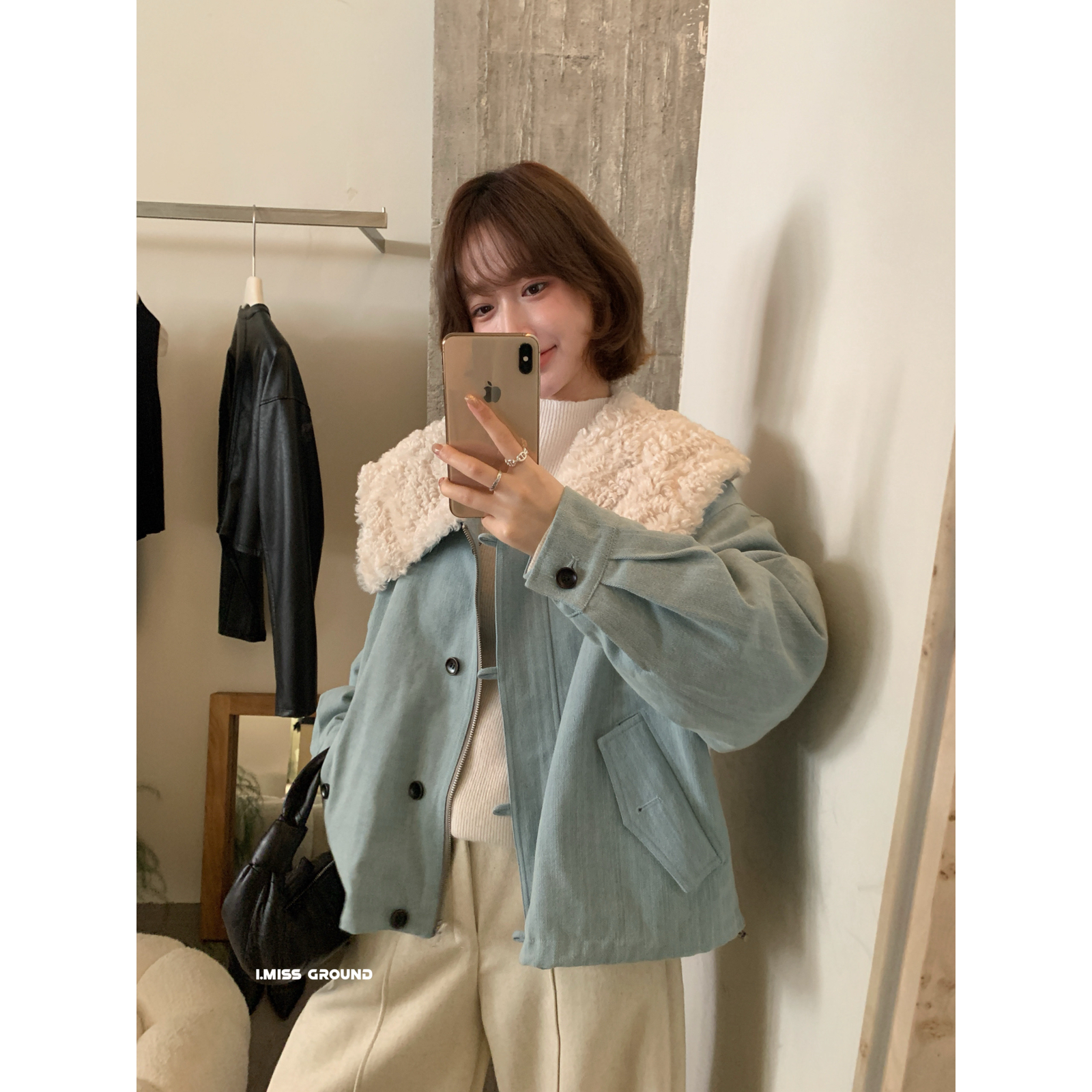 IMISS-冬上新升级羽绒里衬高品质毛毛领加厚保暖羽绒服外套H80865