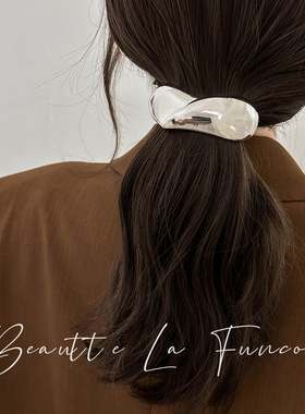 出口日本小众设计感发饰金属爱心低马尾发夹高级通勤弹簧夹头饰女