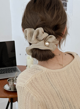 韩国进口泡芙大肠发圈发绳高级感头绳女扎头皮筋绑头花头饰2024新