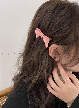 韩国氛围感醋酸蝴蝶结碎发夹侧边夹简约鸭嘴夹高级感春夏刘海夹女