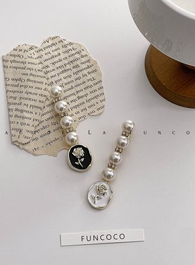 韩国气质百搭珍珠发卡闪亮网红带钻发夹一字刘海边夹成人夹子头饰