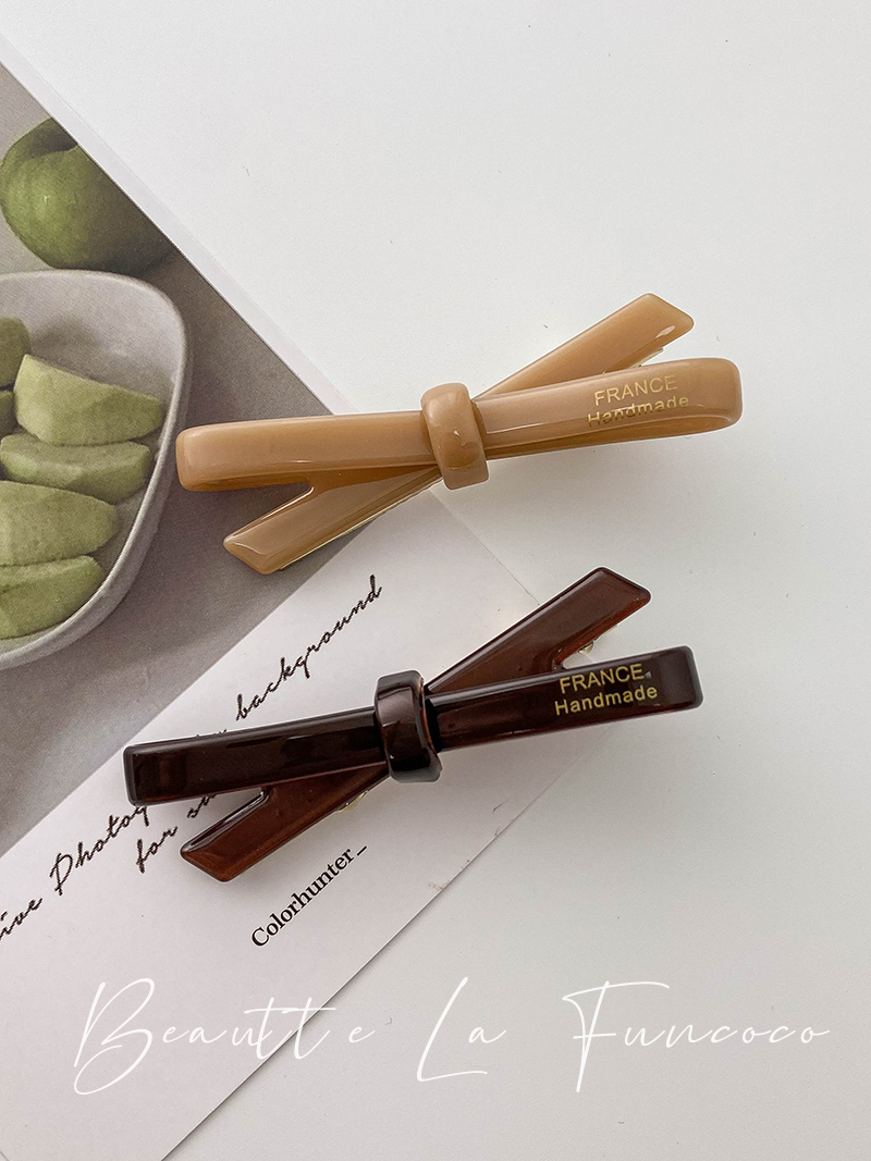 简约纯色醋酸蝴蝶结刘海发夹