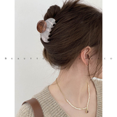 高级小众大理石质感 发量少醋酸抓夹小号后脑勺短发鲨鱼夹盘发夹