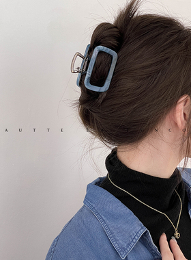 静谧优雅深海蓝~简约高级醋酸鲨鱼夹大号盘发抓夹后脑勺发夹发饰