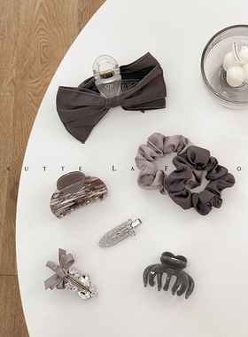 韩国东大门大理石灰色发量少醋酸鲨鱼夹短发半扎小号盘发夹