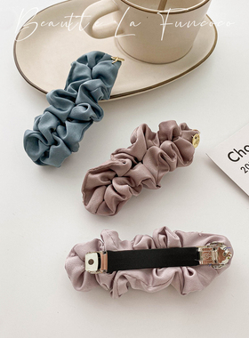 显发量多~发量少适用低马尾发夹褶皱布艺弹簧夹横夹气质优雅顶夹