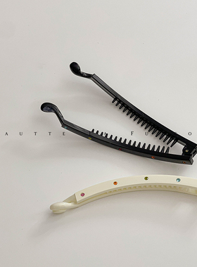 韩国进口正品镶钻一字香蕉夹竖式女2024新款高级感防滑马尾发夹女