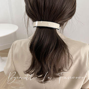 韩国气质小香风优雅气质醋酸低马尾扣发夹弹簧夹发饰后脑勺一字夹