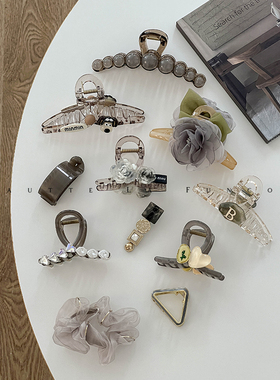 通勤高级色~灰色发饰合集｜韩国东大门高品质头饰发夹鲨鱼夹抓夹