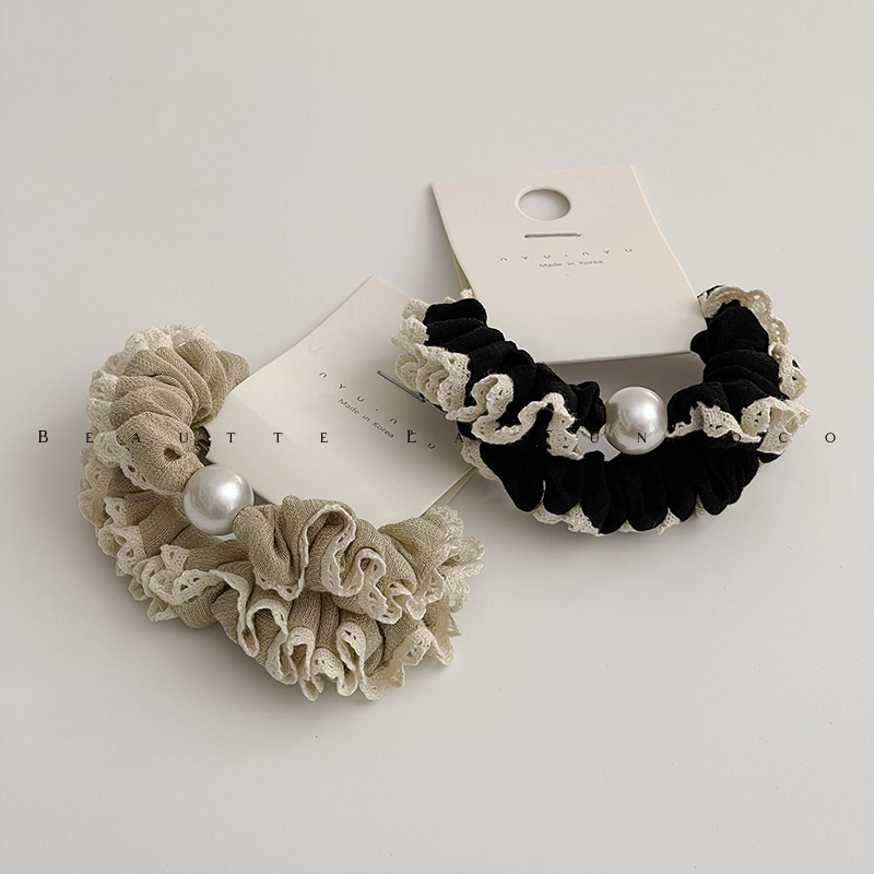 FUNCOCO｜ 文艺棉麻感蕾丝~不伤发小肠圈低马尾气质高级感扎头绳