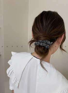 FUNCOCO｜法式慵懒~复古碎花小号大肠发圈低马尾头绳布艺简约夏季