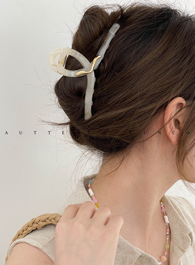 13cm加大号意式简约高级大理石发量多鲨鱼夹后脑勺高级感抓夹2024