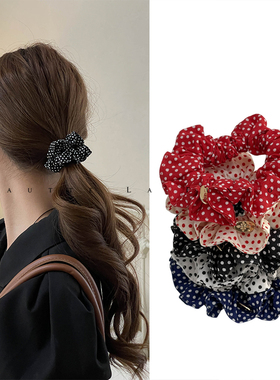 FUNCOCO｜法式棉布小波点~扎低马尾气质高级感小肠发圈头绳秋冬女