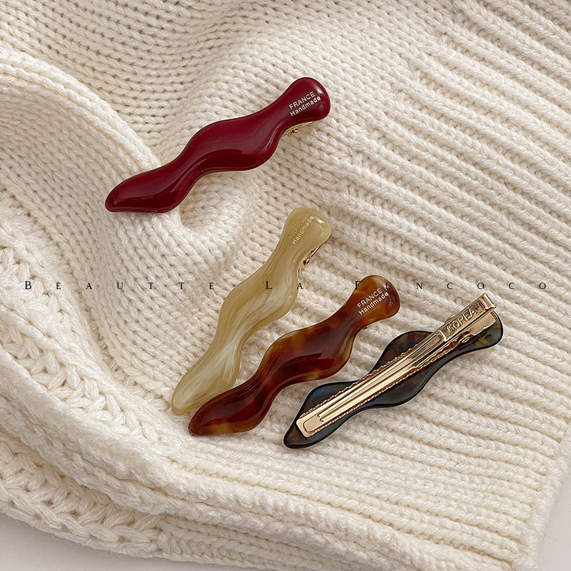 韩国气质~精致复古油画红色法式优雅前额侧边碎发刘海发夹发卡女