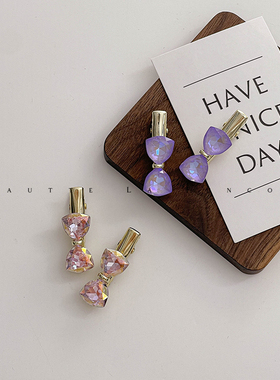 水晶蝴蝶结可爱发夹套装气质简约侧边碎发夹子头饰发卡小巧鸭嘴夹