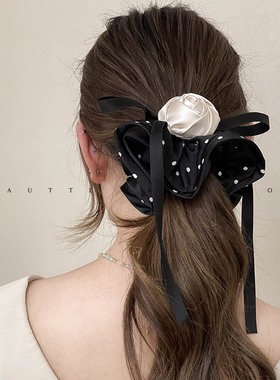 FUNCOCO｜vintage玫瑰花~ 丝质飘带波点大肠发圈法式复古温柔发绳