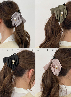 韩国进口日杂同款高级感通勤缎带蝴蝶结香蕉夹竖式马尾发夹发卡女