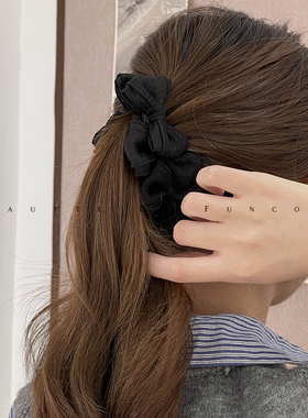 FUNCOCO｜发量少黑色蝴蝶结香蕉夹竖式防滑高马尾发夹小号高级感