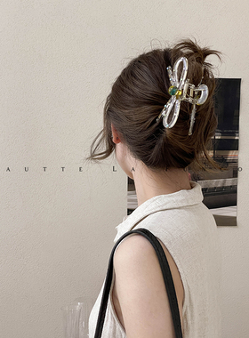 FUNCOCO｜韩国欧尼~直播同款夏季彩钻透明蝴蝶结鲨鱼夹后脑勺发夹