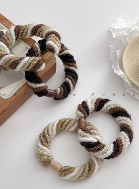 秋冬百搭耐用毛线头绳高弹力扎头发圈布艺扎头橡皮筋不伤头发头饰