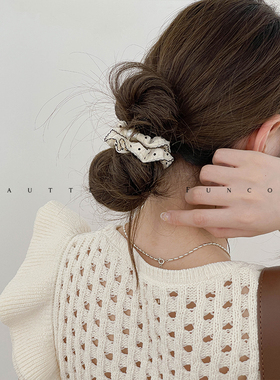 韩国高级感法式卷边小波点发圈小肠圈皮筋女扎头发绳马尾头绳发饰