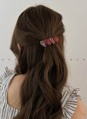 韩系温柔醋酸爱心小号弹簧夹半扎发短发夹子发量少马尾发夹小发卡