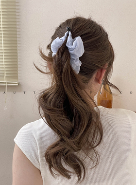 发量少显多~不以褶皱防滑竖式高马尾发夹香蕉夹气质夏季发卡韩国