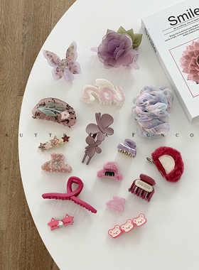 温柔雅致の粉紫色~高级感通勤发饰高档韩国东大门2024新款鲨鱼夹