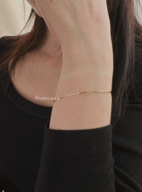 纯银镀K金超细点钻手链叠戴手镯