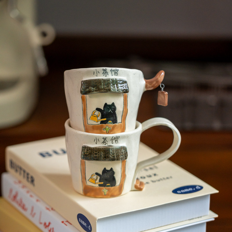 伍杯景德镇釉下彩猫猫窑高温马克杯陶瓷咖啡杯水杯家用创意礼物,餐饮具,马克杯,淘宝优惠券,粉丝福利购,淘宝优惠卷