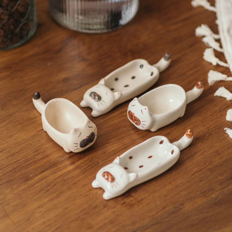 景德镇手作可爱猫咪酱料碟手绘粗陶筷架日式芥末醋碟迷你置物盒,餐饮具,碟,淘宝优惠券,粉丝福利购,淘宝优惠卷