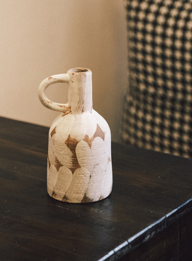 伍杯拍摄道具复古陶瓷花瓶轻奢高级感插花干花中古中式客厅摆件