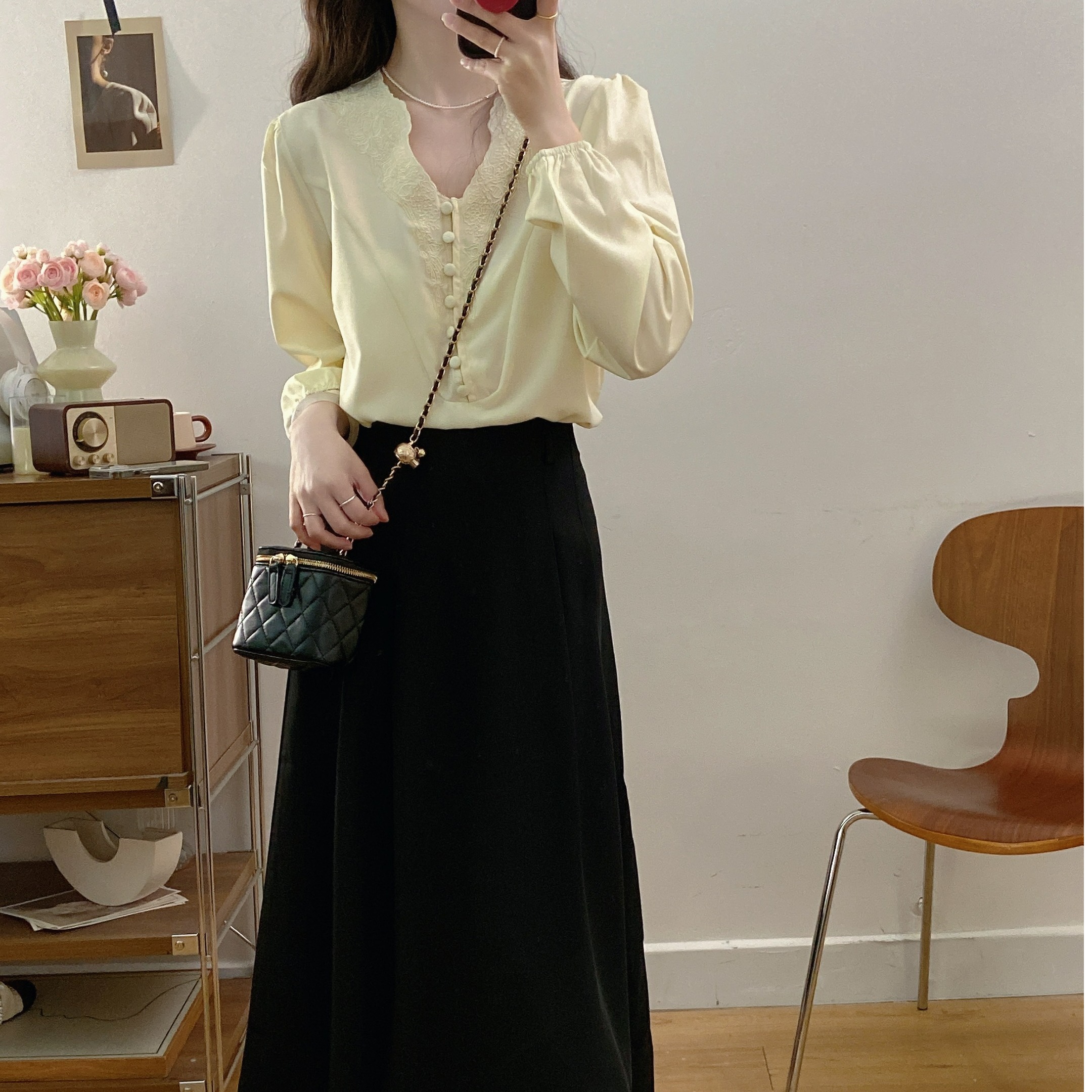 两件套装盐系轻熟法式名媛衬衫上衣百褶半身裙