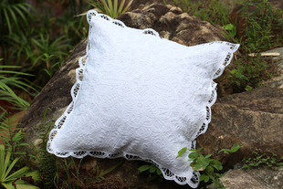 全棉 手工蕾丝 百代丽花边 靠垫套 不含芯*
