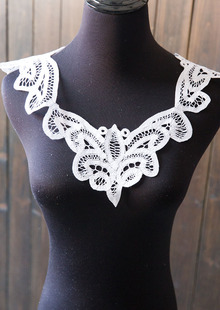 纯棉 白色  手工百代丽花边 假领子