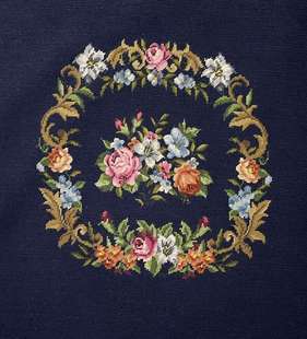 复古老手工绒绣牡丹花画作.成品85*90cm.挂画