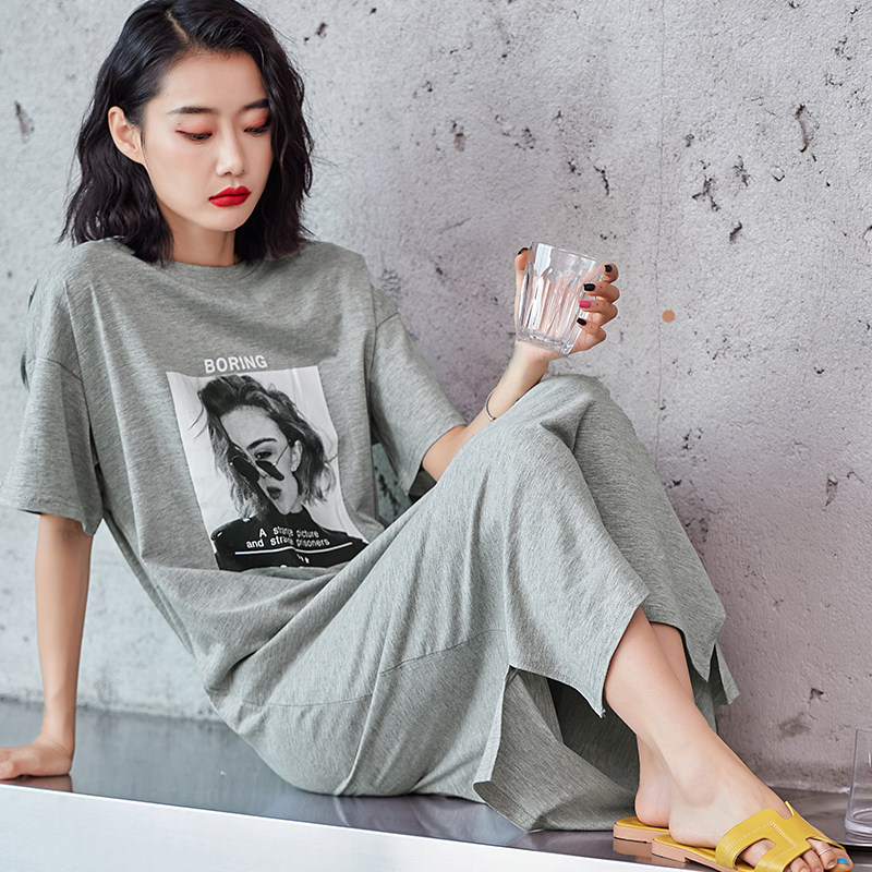 法式纯棉睡裙女夏季带胸垫加长款有口袋可外穿宽松大码胖mm连衣裙