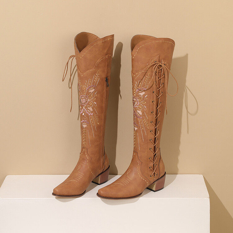 跨境亚马逊演出走秀时装骑士靴子