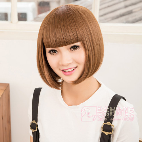 bobo蘑菇头韩国修脸齐刘海假发