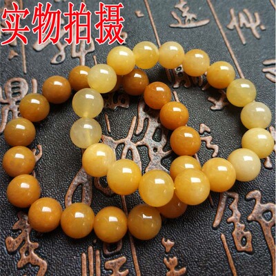 天然老黄玉散珠龙圆a货冰