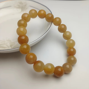 天然黄色金丝玉手链【个别珠微瑕】地摊庙会货源黄龙玉黄蜡石手串