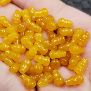 玉石葫芦散珠优化黄龙玉葫芦散珠立体葫芦散珠石英岩玉通孔玉葫芦
