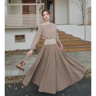 大裙摆半裙 复古弹力腰侧拉链设计插片式 彼得潘大叔 大地之息